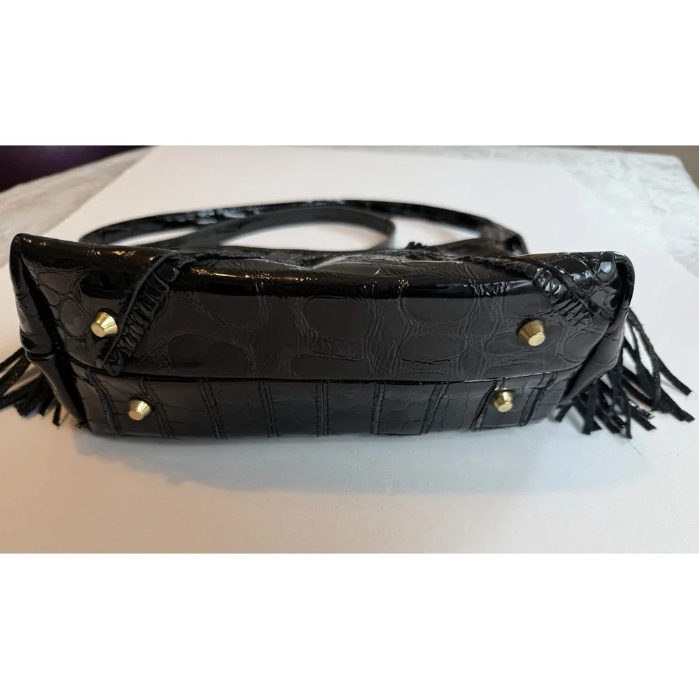 Chaos Y2K Vintage Black Patent Leather Croc Embossed Tassel Shoulder Bag Purse